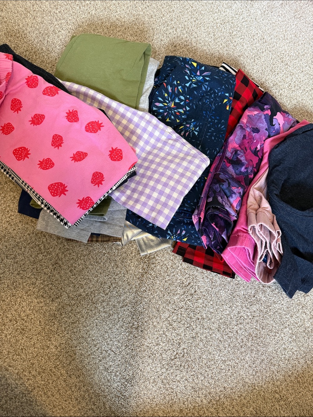 18 Mixed Pattern Girls' Skirts and Leggings Bundle - Pink, Purple, Navy